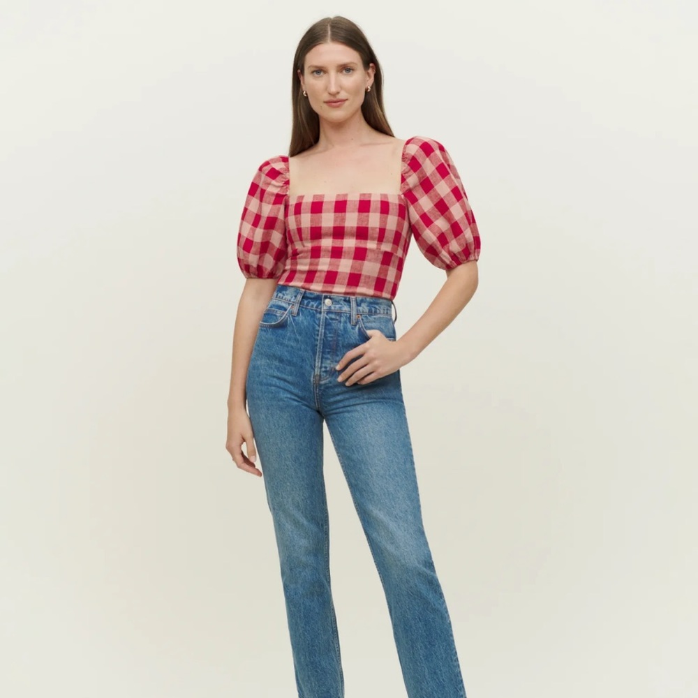 NWT Reformation Arancini Pink and Red Gingham Top!